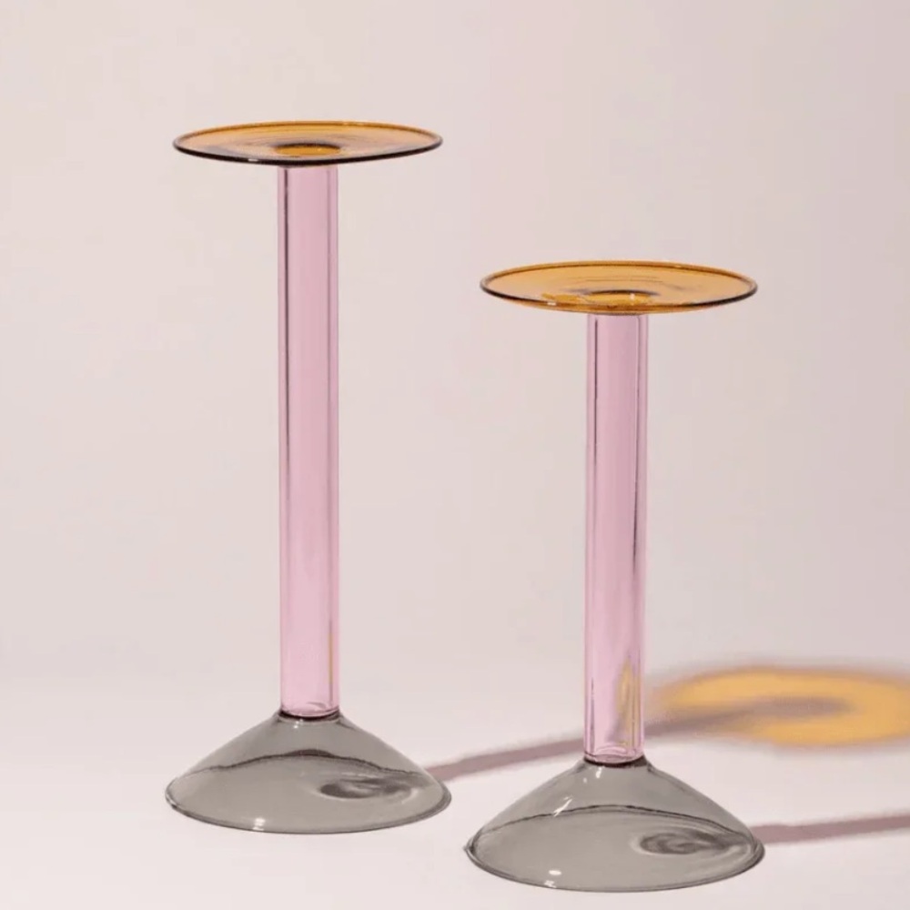 **NWT** Vintage Ichendorf Glass Candle Holder Pair